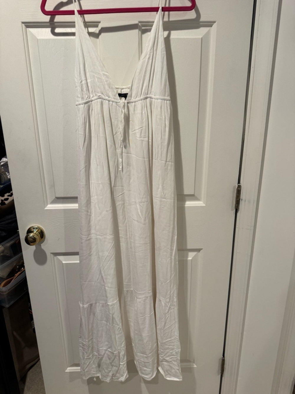 Paper Moon White Maxi Dress L Flowy Boho Beach Resort